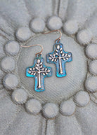 Cross Tree Dangle Earrings Earrings Blue Tortoise