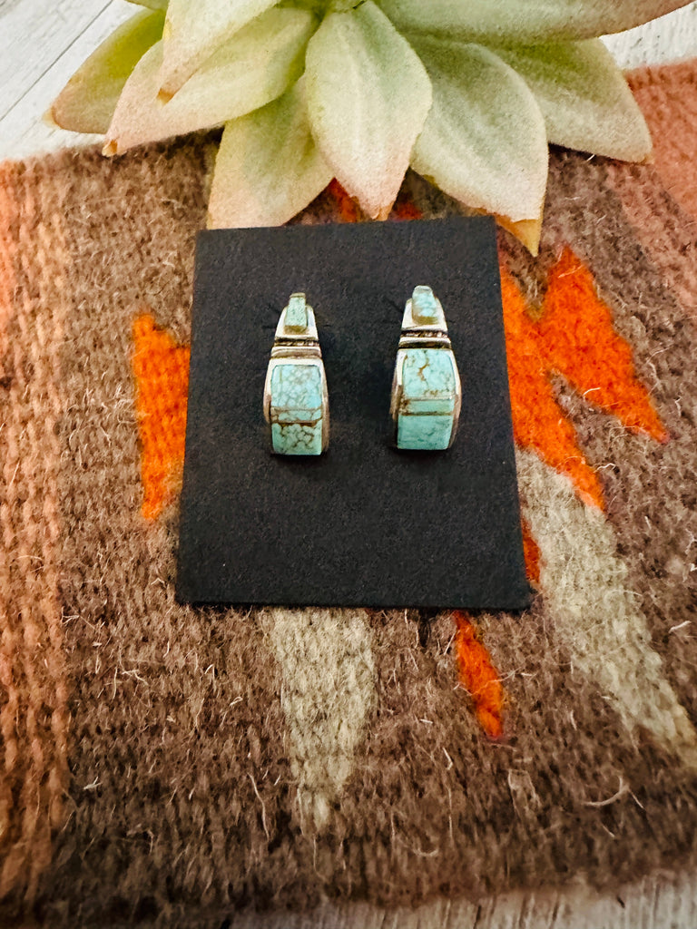 Half Hoop Turquoise Dangle Earrings NT jewelry Nizhoni Traders LLC   