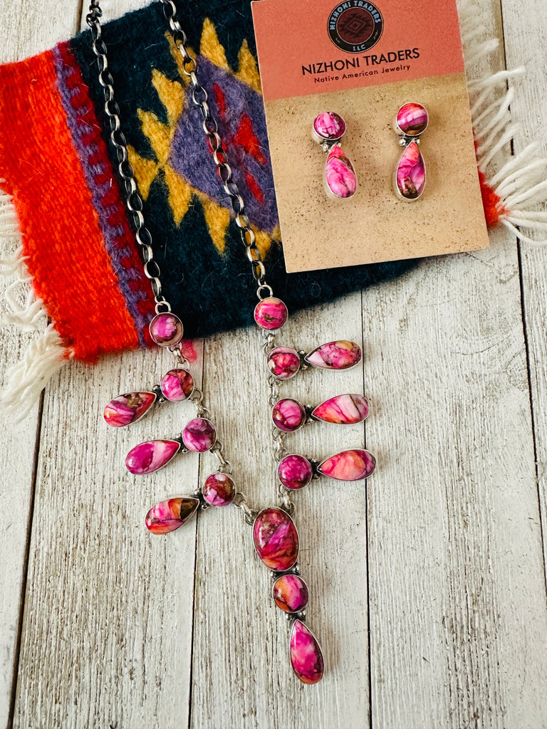 Pink Mojave Necklace Set NT jewelry Nizhoni Traders LLC   