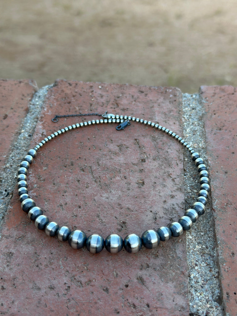 Navajo Sterling Silver Beaded Wrap Choker Necklace NT jewelry Nizhoni Traders LLC   