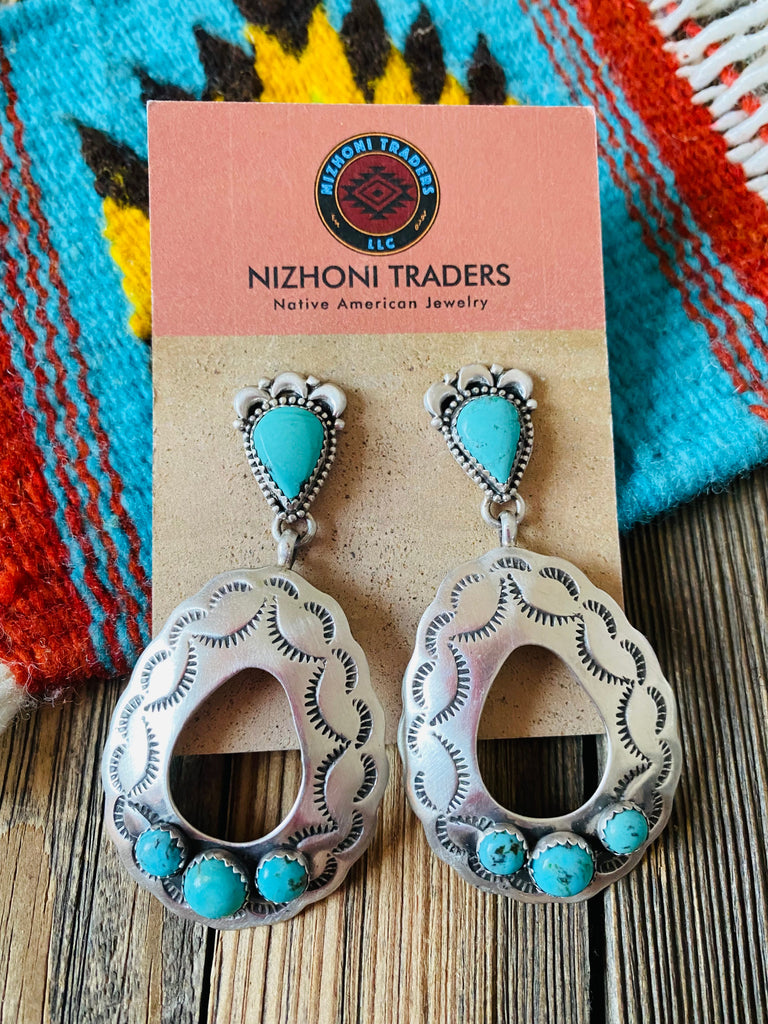 Southwestern Tear Drop Concho Dangle Earrings NT jewelry NizhoniTradersLLC   