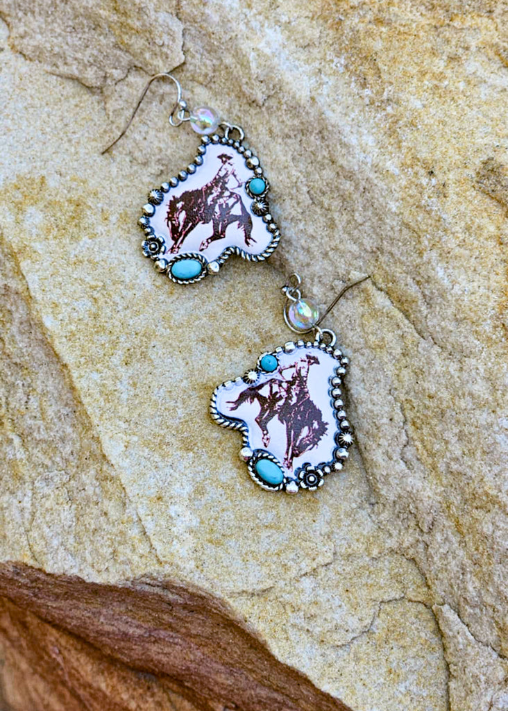 Bronc Dangle Earrings Earrings Blue Tortoise