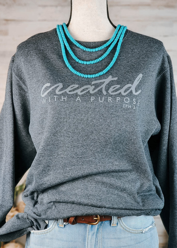Dark Gray Created With A Purpose Pullover Sweatshirt Pullover The Cinchy Cowgirl   