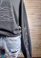 Dark Grey Boot Stitch Pullover Sweatshirt Pullover The Cinchy Cowgirl