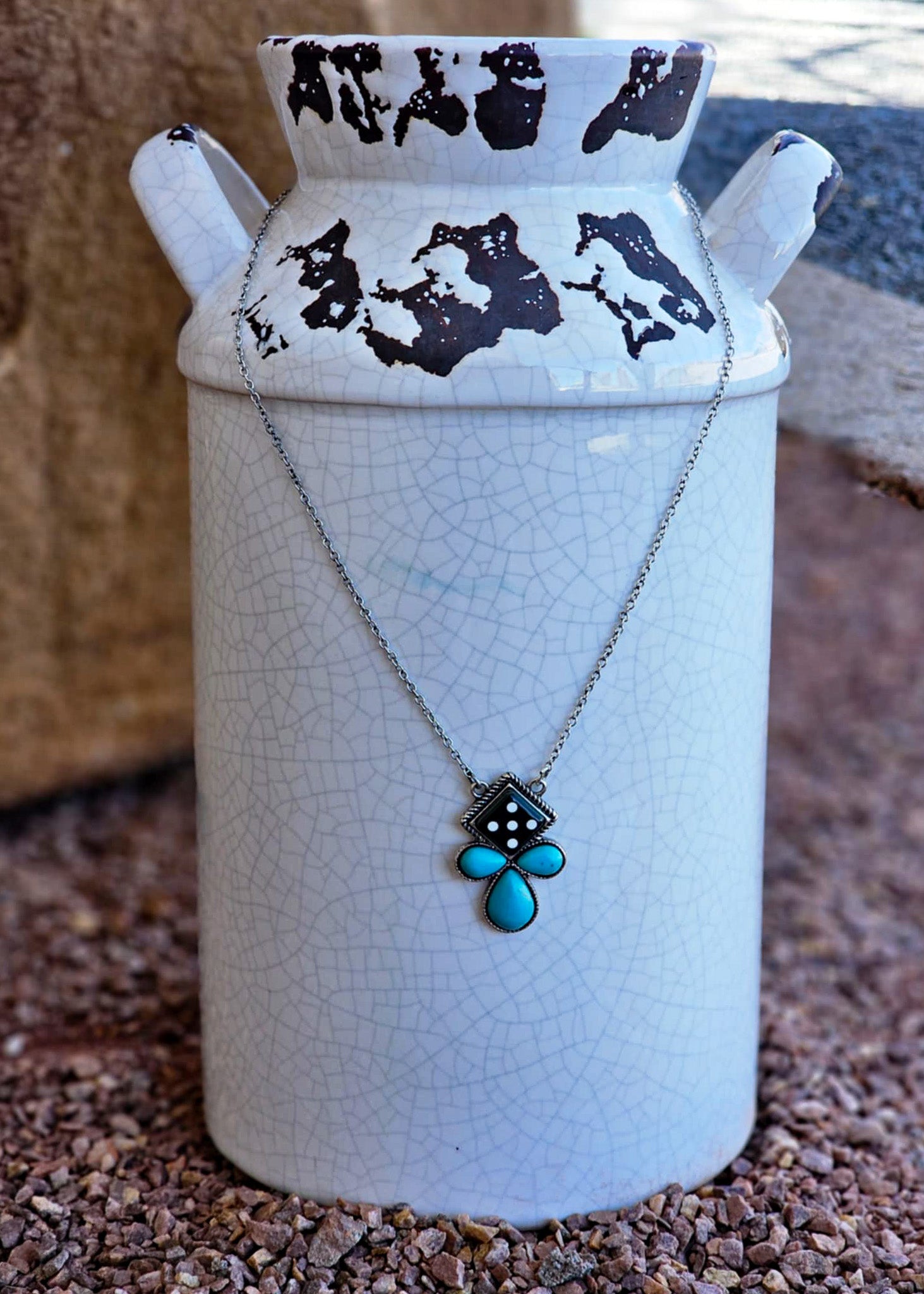 Dice & Turquoise Necklace Earrings Blue Tortoise