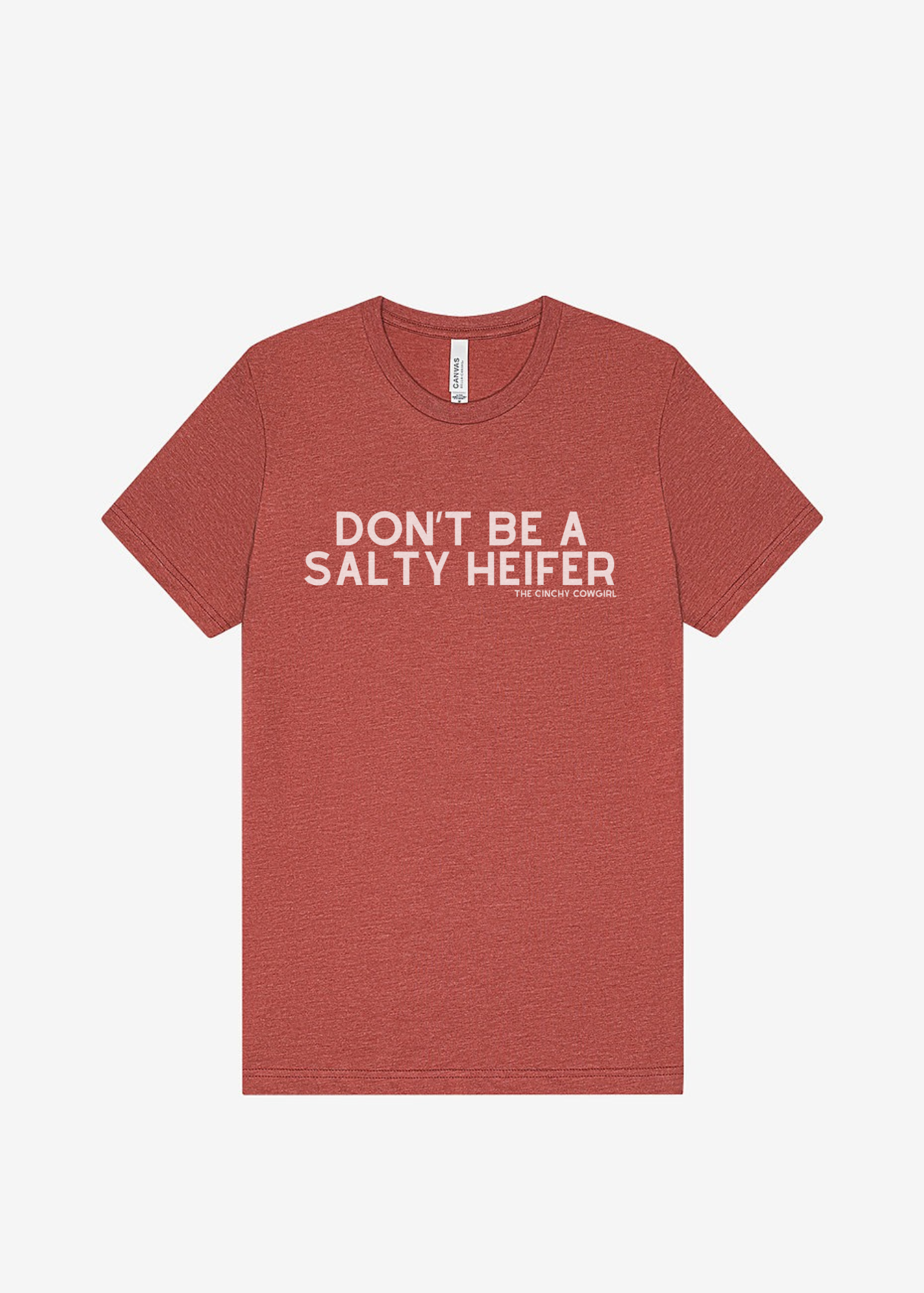 Don't Be A Salty Heifer Graphic Tee Short Sleeve Graphic Tee The Cinchy Cowgirl Heather Clay Small