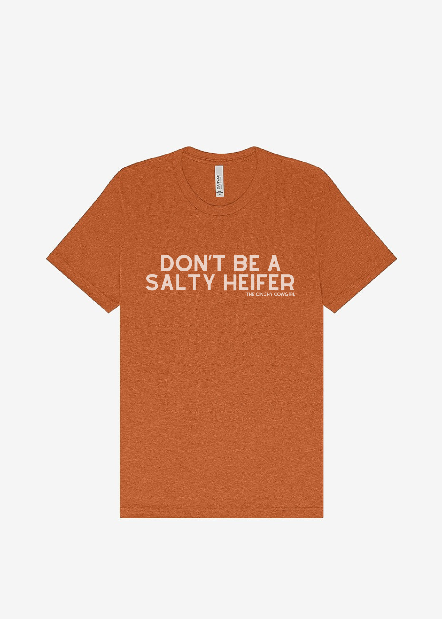 Don't Be A Salty Heifer Graphic Tee Short Sleeve Graphic Tee The Cinchy Cowgirl Heather Autumn Small