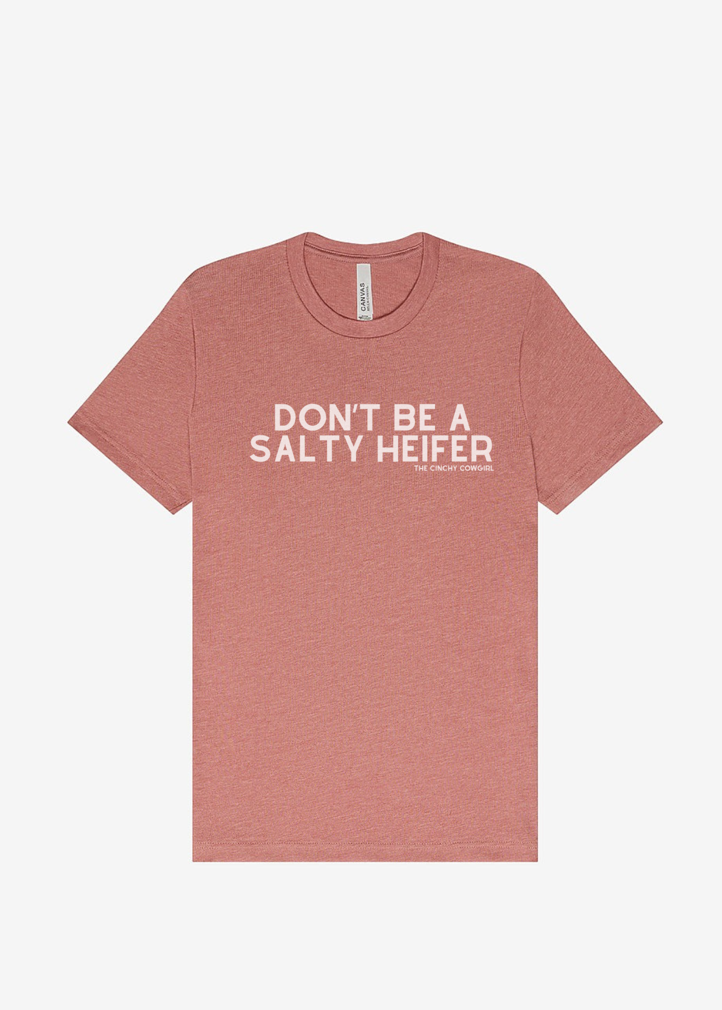 Don't Be A Salty Heifer Graphic Tee Short Sleeve Graphic Tee The Cinchy Cowgirl Heather Mauve Small