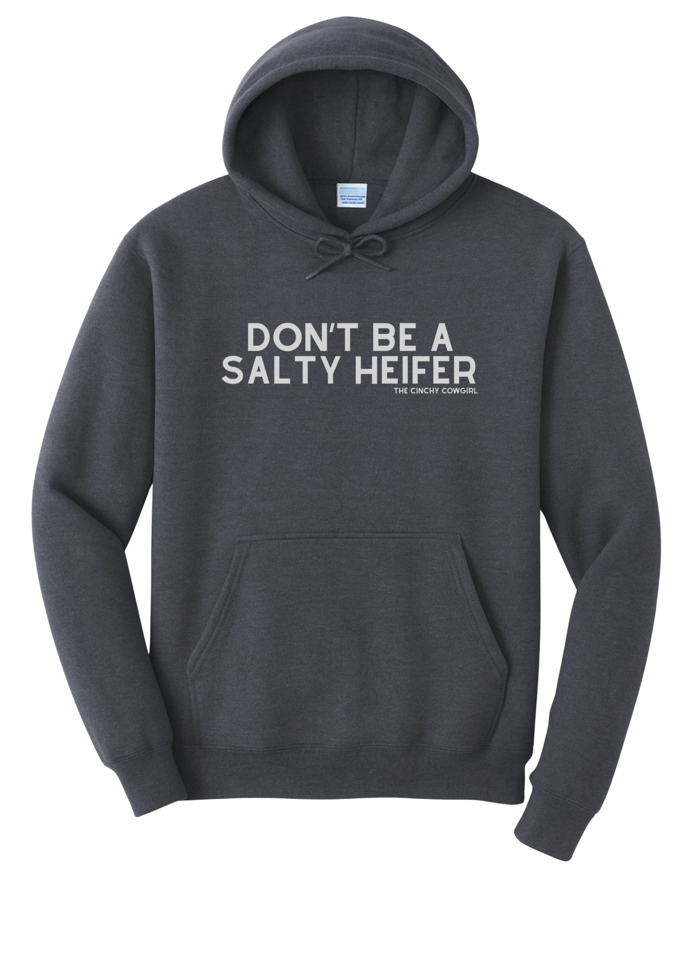 Don't Be A Salty Heifer Hoodie Graphic Hoodie The Cinchy Cowgirl Small Heather Navy