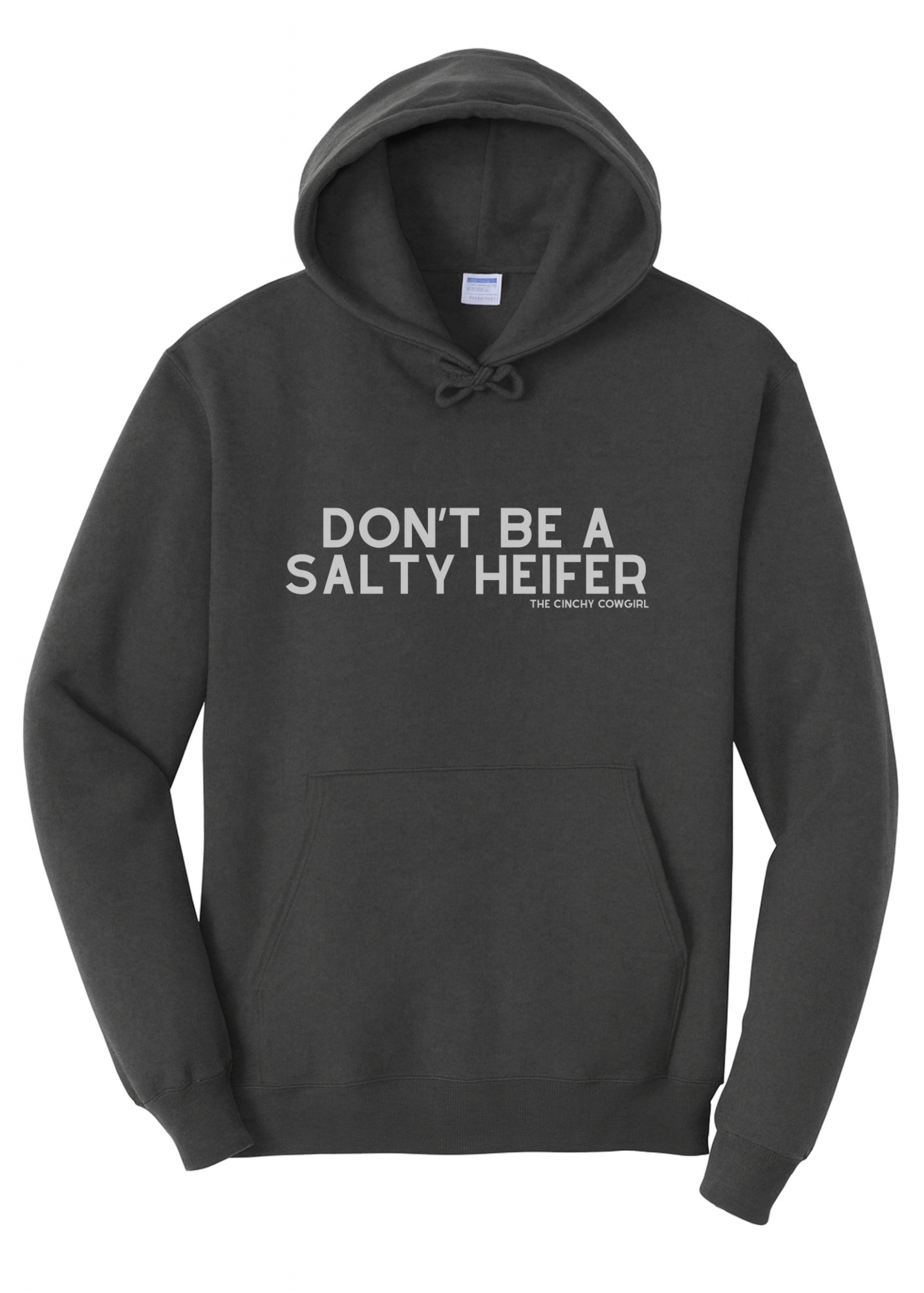 Don't Be A Salty Heifer Hoodie Graphic Hoodie The Cinchy Cowgirl Small Dark Heather Grey