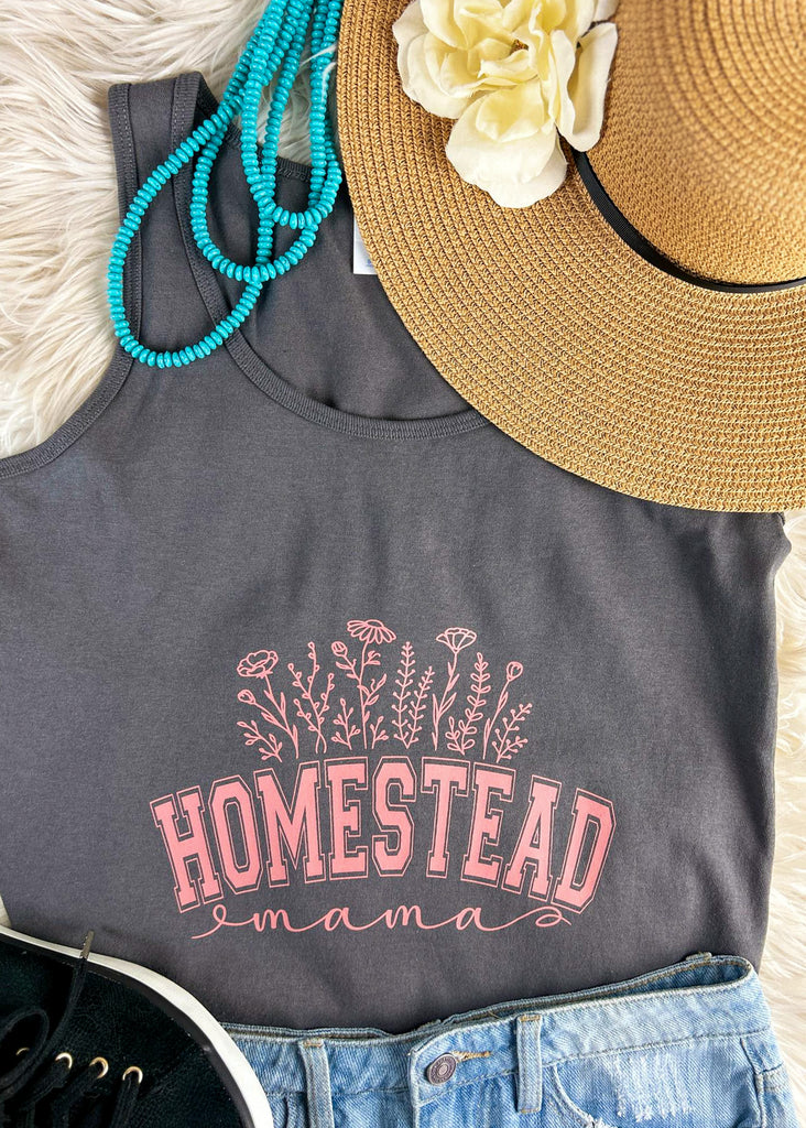 Homestead Mama Tank with Light Pink Ink tcc graphic tank The Cinchy Cowgirl