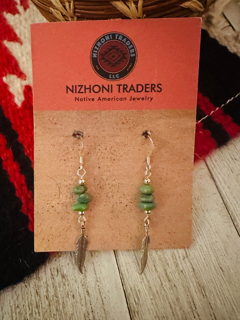 Feather Dangle Earrings NT jewelry Nizhoni Traders LLC   