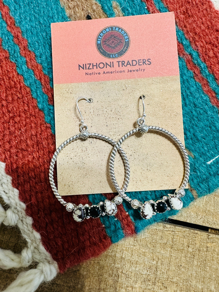 Wild Horse Dangle Hoop Earrings NT jewelry Nizhoni Traders LLC   