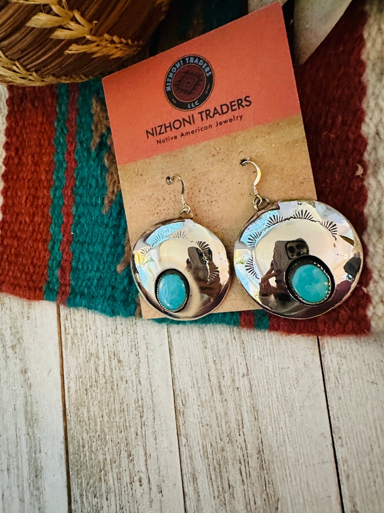 Navajo Turquoise Dangle Earrings NT jewelry Nizhoni Traders LLC   