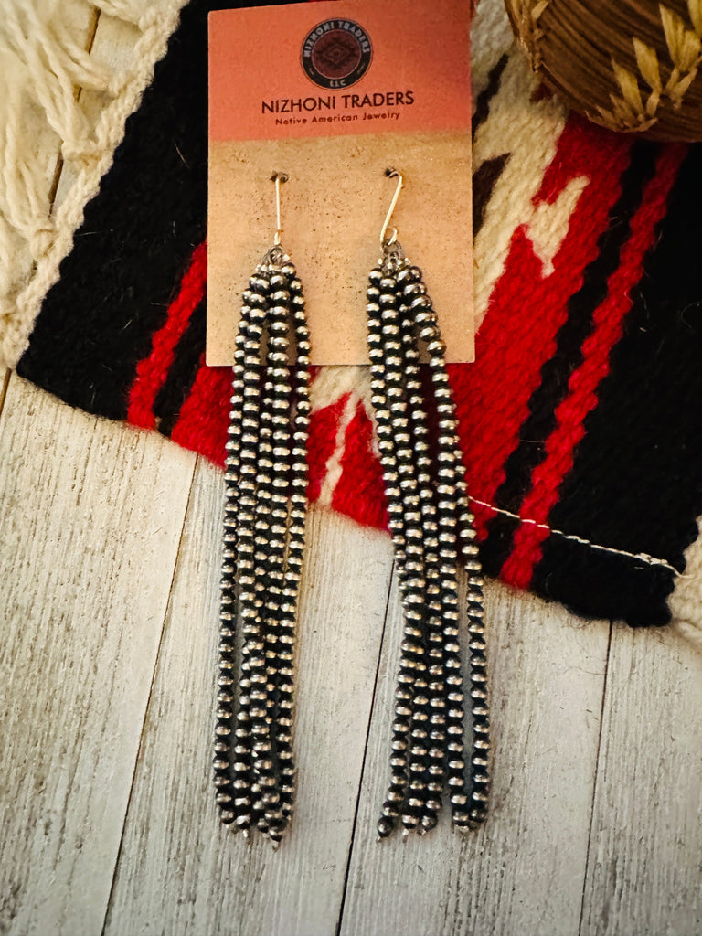 Navajo Pearl Tassel Earrings NT jewelry Nizhoni Traders LLC   