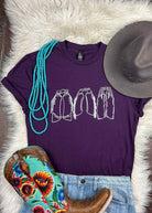 Eggplant Chaps Trio Short Sleeve Tee tcc graphic tee The Cinchy Cowgirl