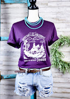 Eggplant Mama Don't Let Your Cowboys Grow up Without Jesus Graphic Tee tcc graphic tee The Cinchy Cowgirl