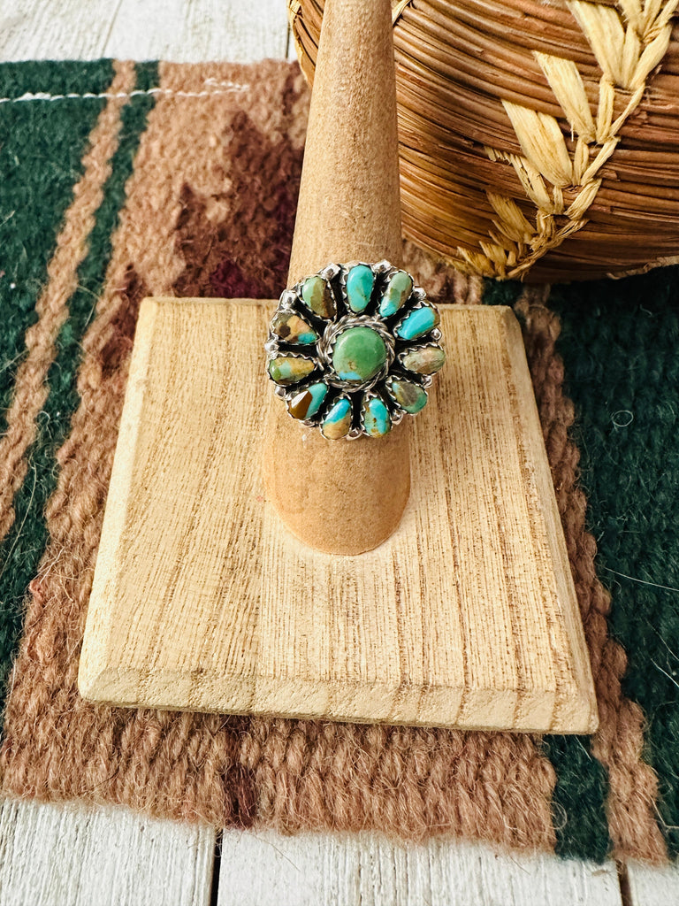 Navajo Royston Turquoise & Sterling Silver Cluster Ring NT jewelry Nizhoni Traders LLC   