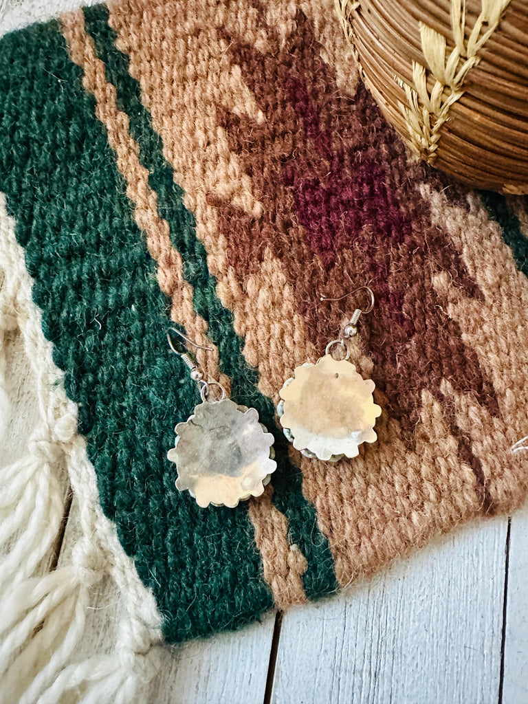 White Opal Floral Cluster Dangle Earrings NT jewelry Nizhoni Traders LLC   