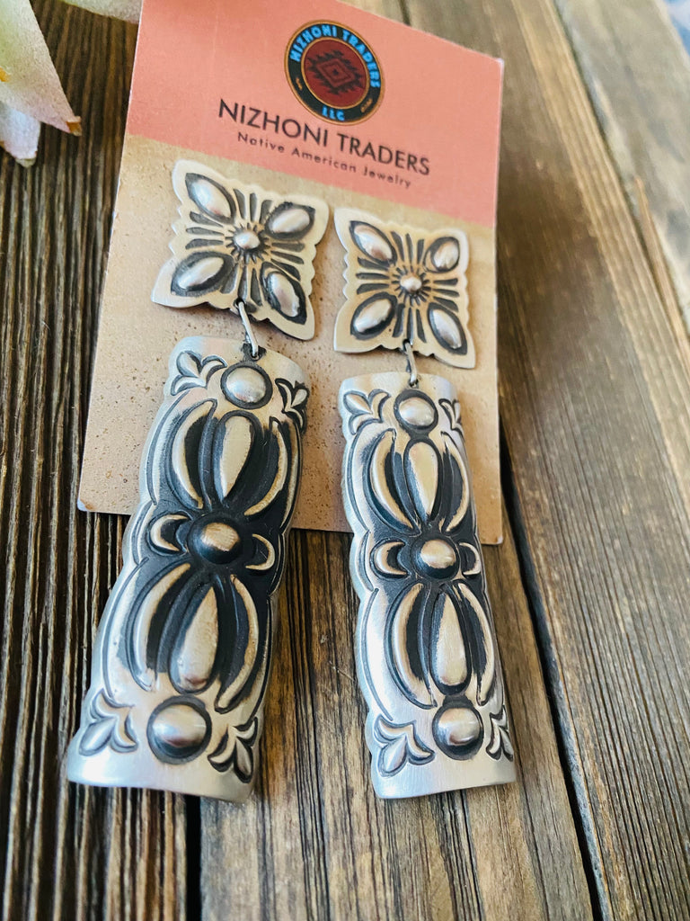 Concho Dangle Earrings NT jewelry Nizhoni Traders LLC   