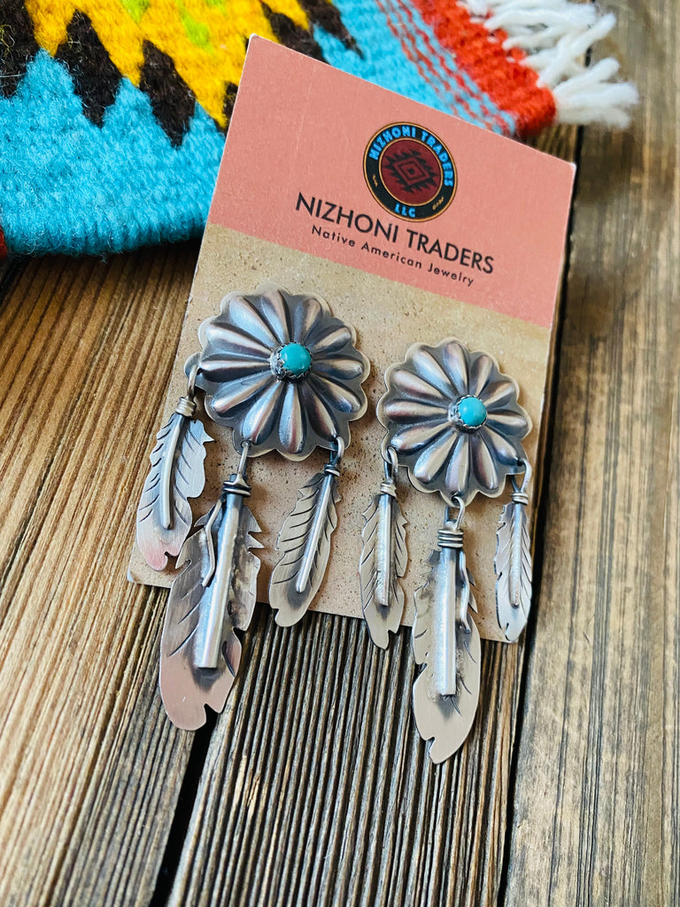 Concho Dream Catcher Dangle Earrings NT jewelry Nizhoni Traders LLC   