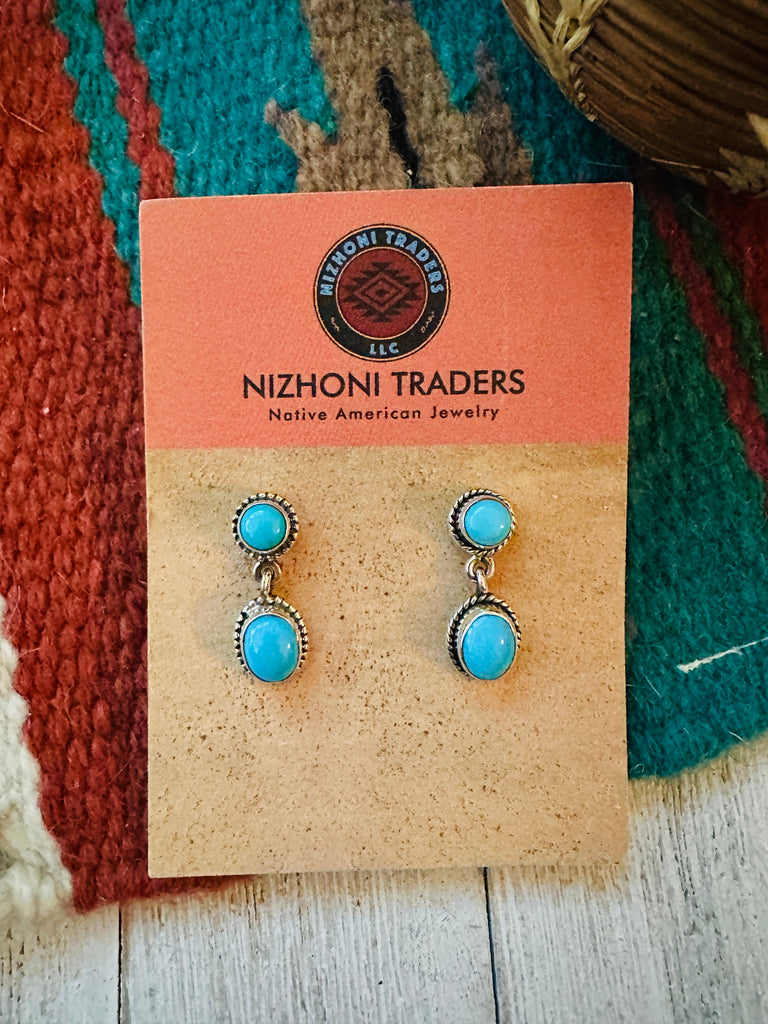 The Turquoise Dangle Earrings NT jewelry Nizhoni Traders LLC   