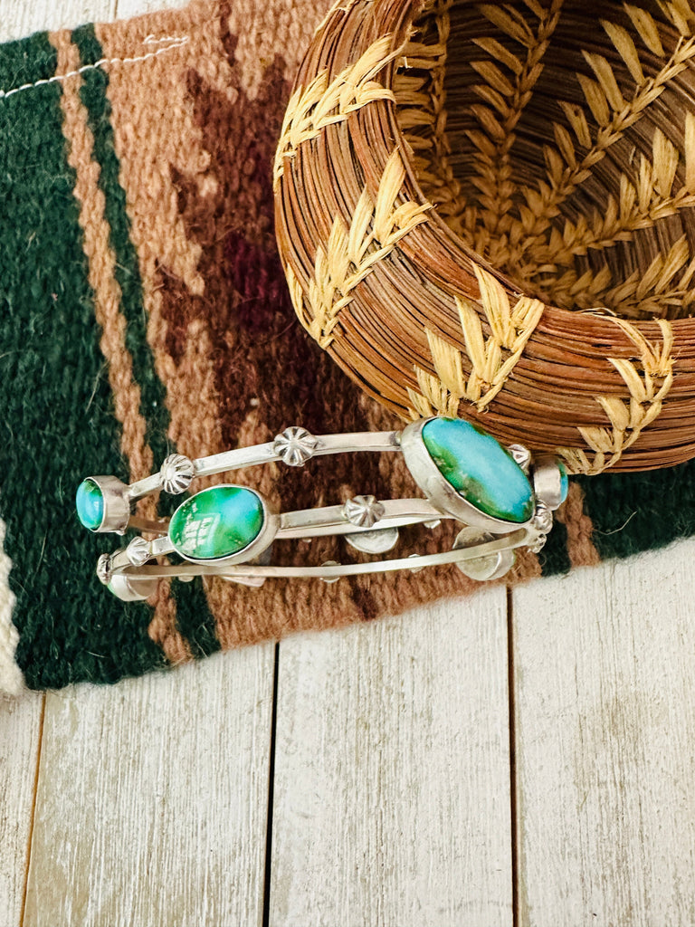 Navajo Sonoran Mountain Turquoise & Sterling Silver Bangle Bracelet NT jewelry Nizhoni Traders LLC   