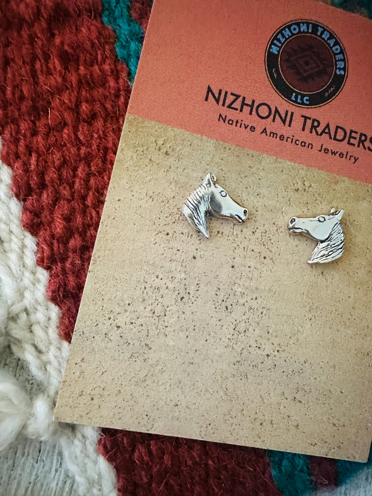 Horse Head Stud Earrings NT jewelry Nizhoni Traders LLC   