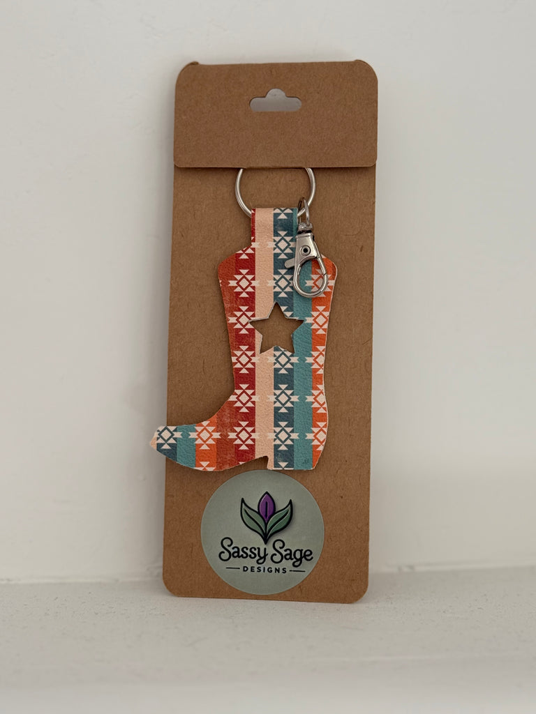 Cowgirl Aztec Keychain Sassy Sage