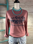Heather Mauve Galloping Towards Grace Long Sleeve Graphic Tee tcc graphic tee The Cinchy Cowgirl