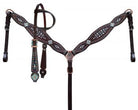 Gator Inlay One Ear Headstall and Breast Collar Set with Turquoise, and Copper Beading headstall set Shiloh