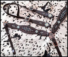Gator Inlay One Ear Headstall and Breast Collar Set with Turquoise, and Copper Beading headstall set Shiloh