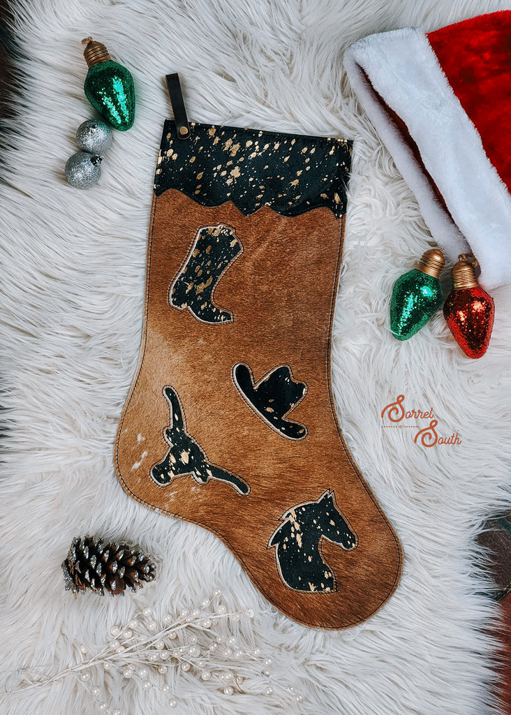 Gold Splatter Cowboy Large Stocking Stocking Sorrel South   