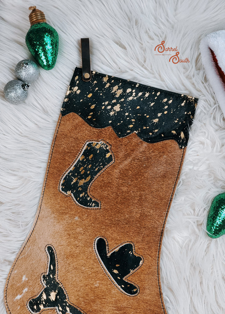 Gold Splatter Cowboy Large Stocking Stocking Sorrel South   