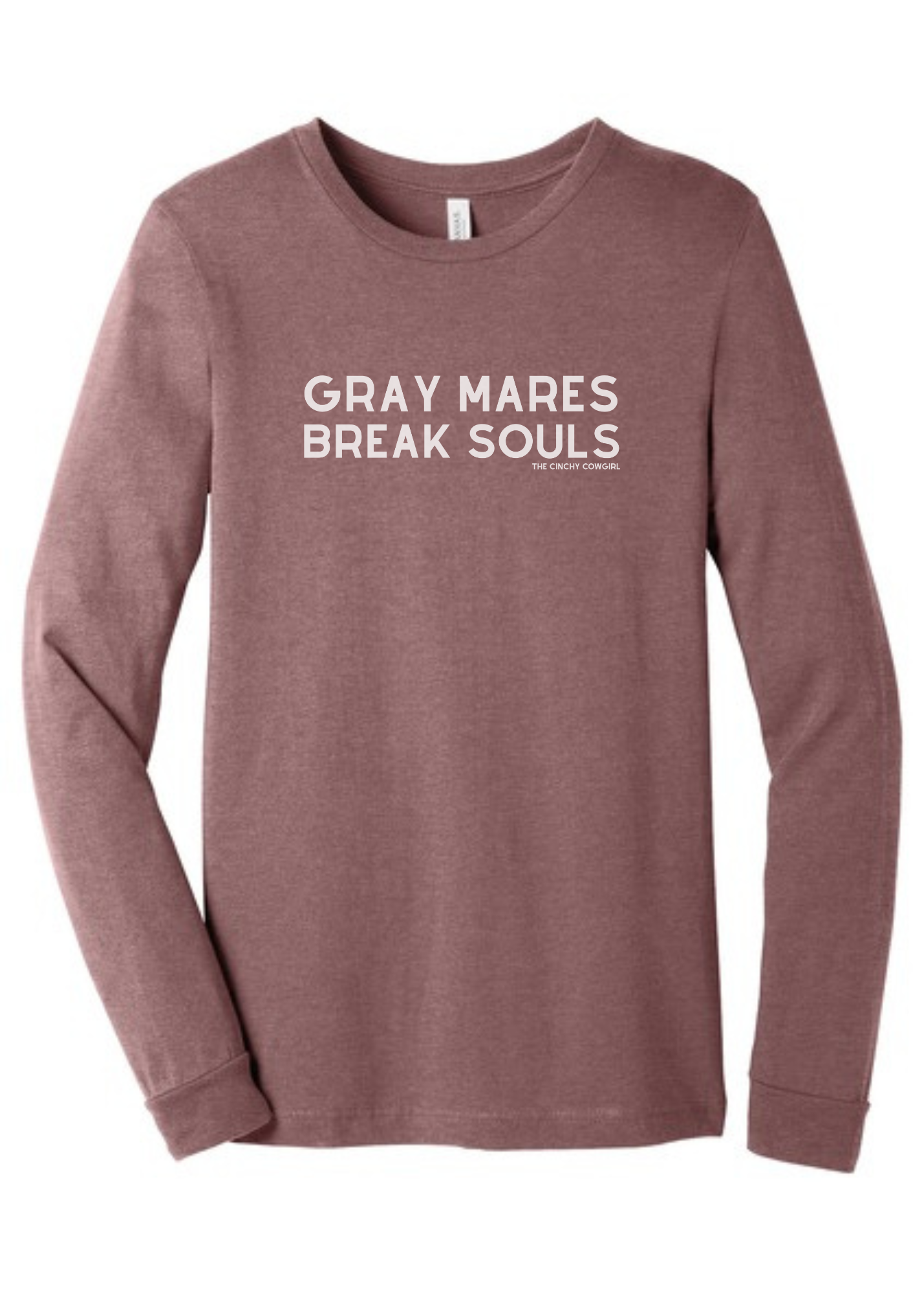 Gray Mares Break Souls Long Sleeve Graphic Tee Long Sleeve Graphic Tee The Cinchy Cowgirl Heather Mauve Small