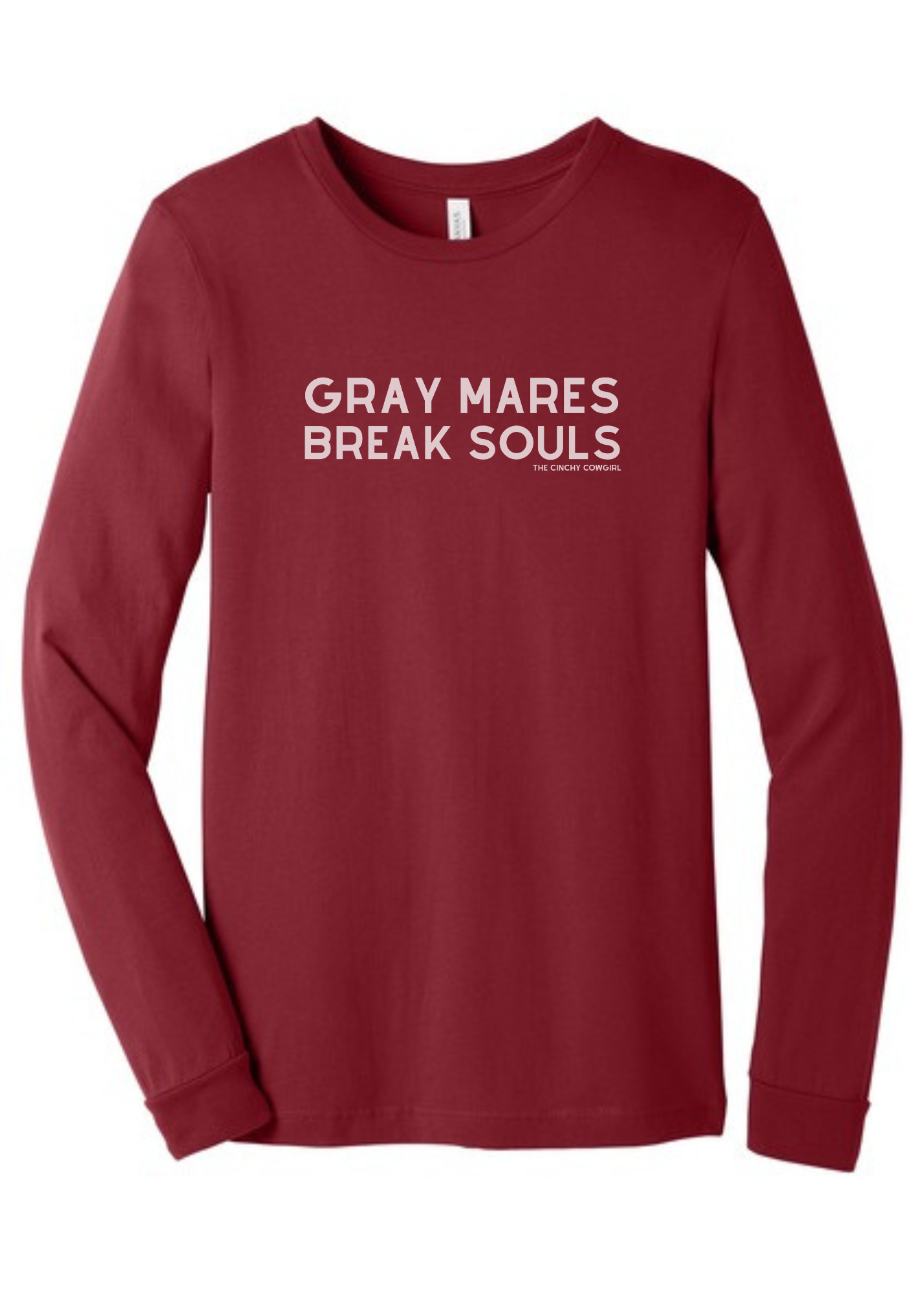 Gray Mares Break Souls Long Sleeve Graphic Tee Long Sleeve Graphic Tee The Cinchy Cowgirl Cardinal Red Small