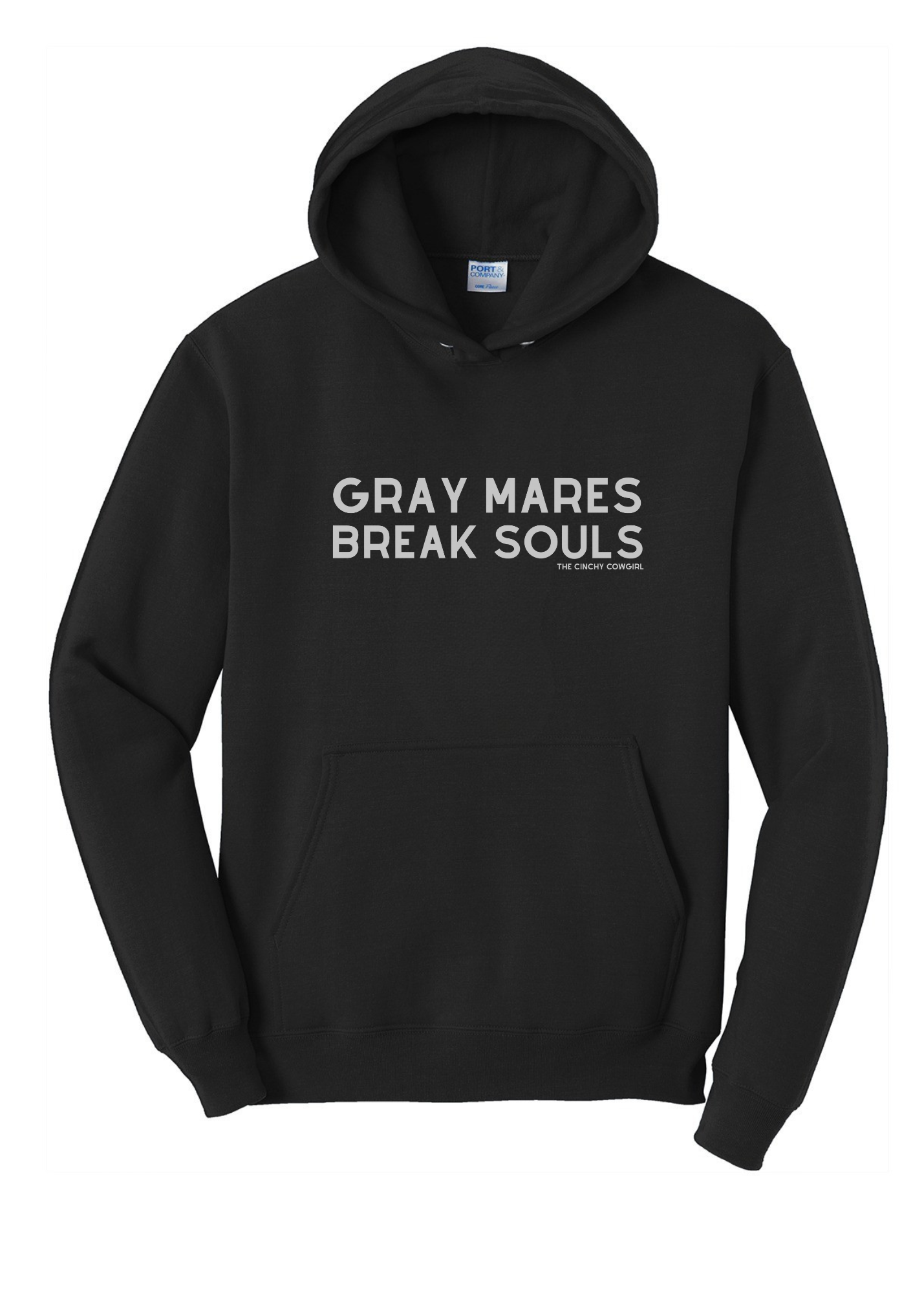 Gray Mares Break Souls Hoodie Graphic Hoodie The Cinchy Cowgirl Small Black