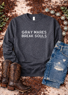 Gray Mares Break Souls Pullover Sweatshirt The Cinchy Cowgirl - Print