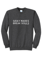Gray Mares Break Souls Pullover Graphic Pullover The Cinchy Cowgirl Small Dark Heather Gray