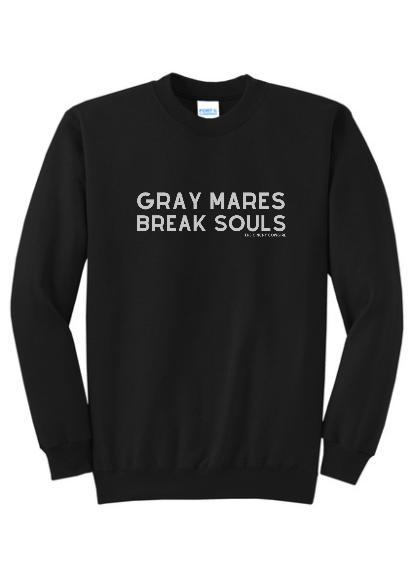 Gray Mares Break Souls Pullover Graphic Pullover The Cinchy Cowgirl Small Black