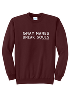 Gray Mares Break Souls Pullover Graphic Pullover The Cinchy Cowgirl Small Maroon