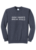 Gray Mares Break Souls Pullover Graphic Pullover The Cinchy Cowgirl Small Heather Navy