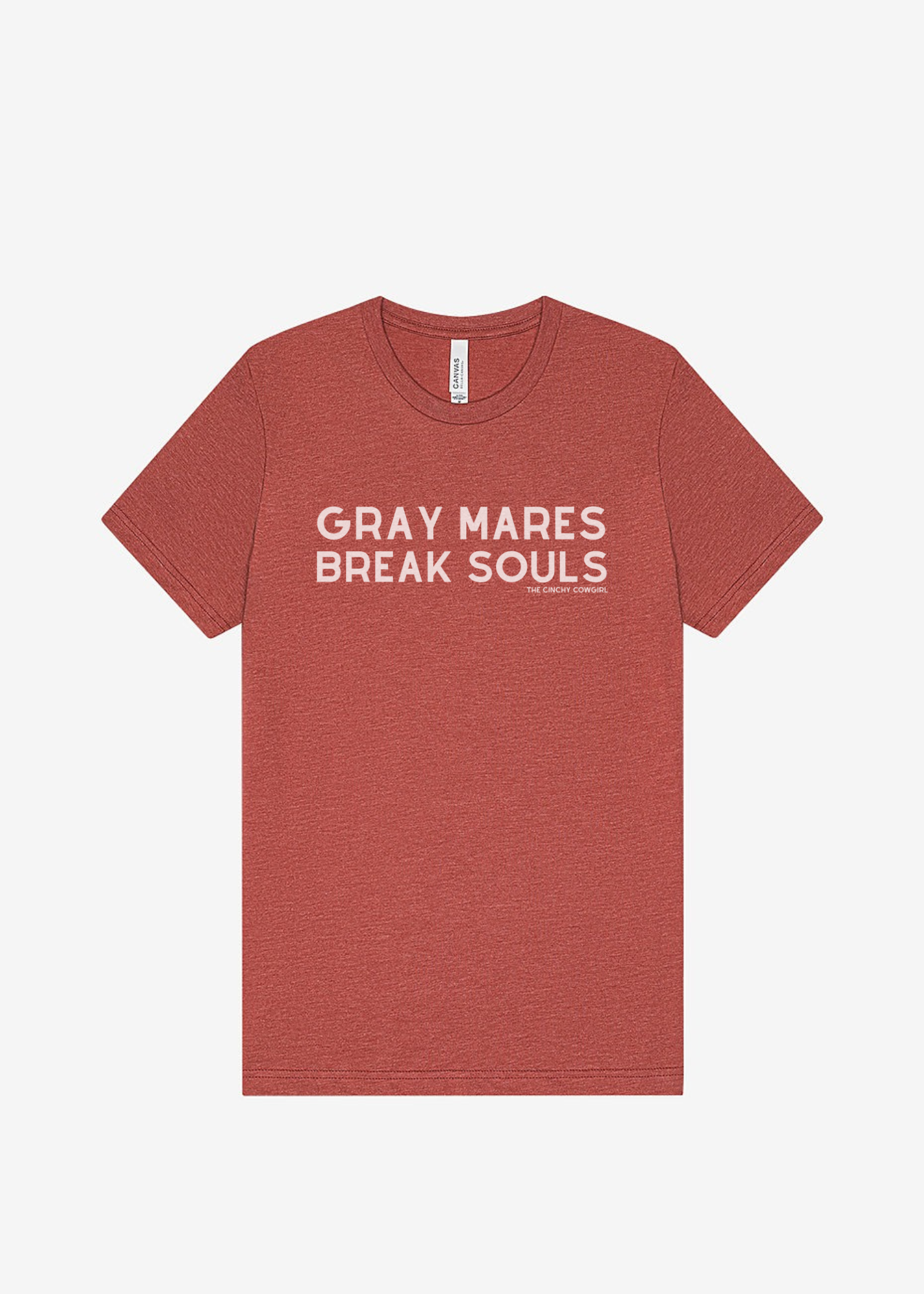 Gray Mares Break Souls Graphic Tee Short Sleeve Graphic Tee The Cinchy Cowgirl Heather Clay Small