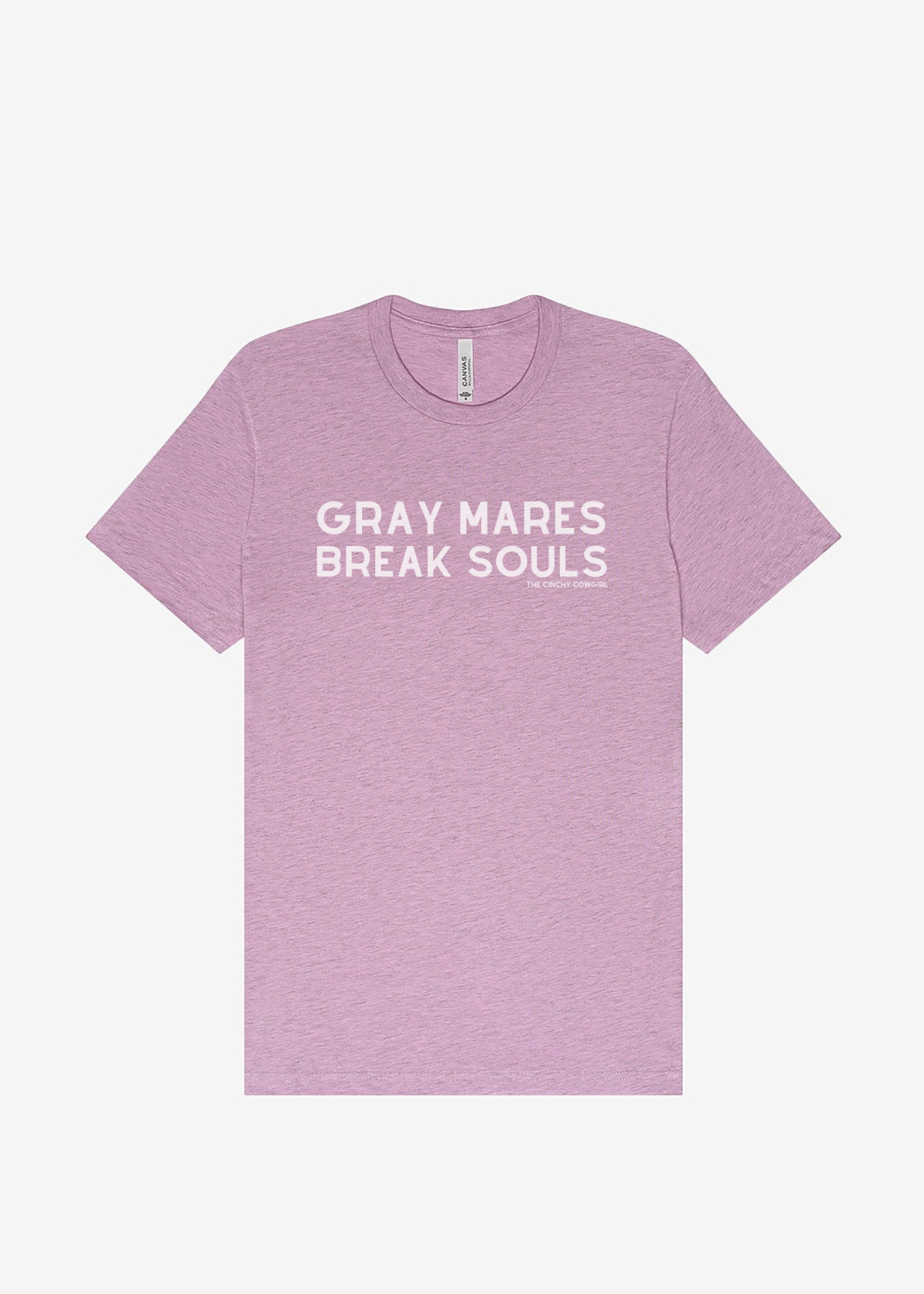 Gray Mares Break Souls Graphic Tee Short Sleeve Graphic Tee The Cinchy Cowgirl Heather Lilac Small