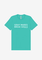 Gray Mares Break Souls Graphic Tee Short Sleeve Graphic Tee The Cinchy Cowgirl Teal Small