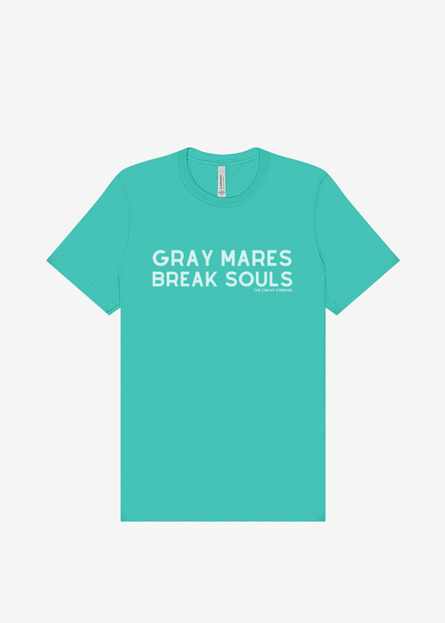 Gray Mares Break Souls Graphic Tee Short Sleeve Graphic Tee The Cinchy Cowgirl Teal Small