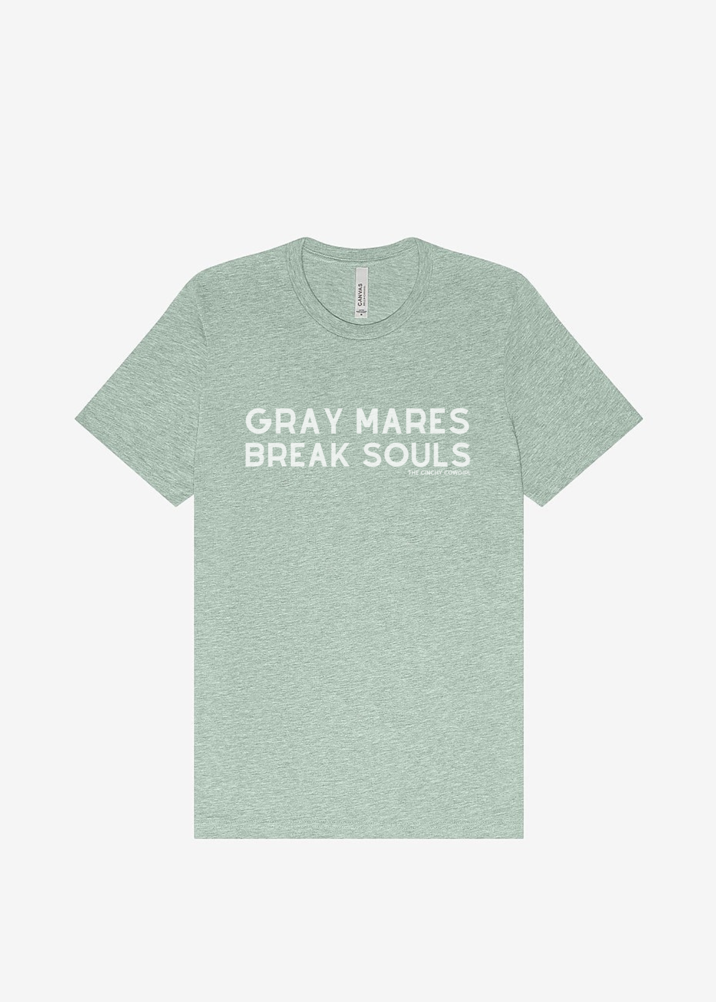Gray Mares Break Souls Graphic Tee Short Sleeve Graphic Tee The Cinchy Cowgirl Dusty Blue Small