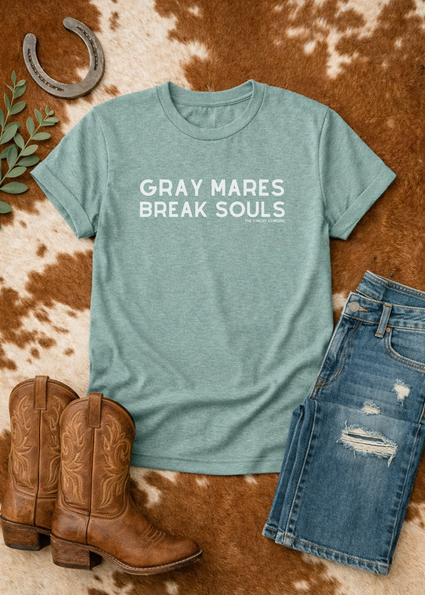 Gray Mares Break Souls Short Sleeve Tee T-Shirt The Cinchy Cowgirl - Print