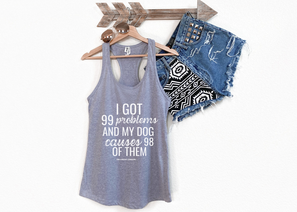 Dog Problems Racerback Tank tcc graphic tee Printify XS Heather Grey 