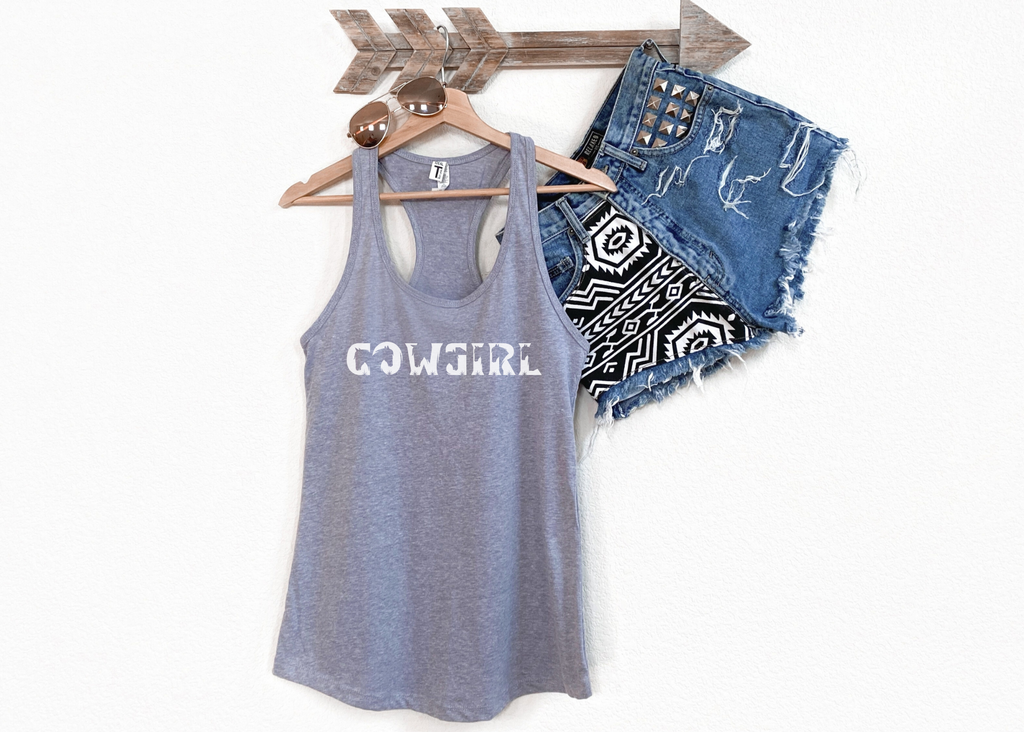 Cowgirl Racerback Tank tcc graphic tee Printify XS Heather Grey 